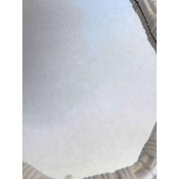 Vintage Homco White Plastic Rattan Bamboo Look Octagonal Wall Mirror 17” X 14” - Picture 11 of 11